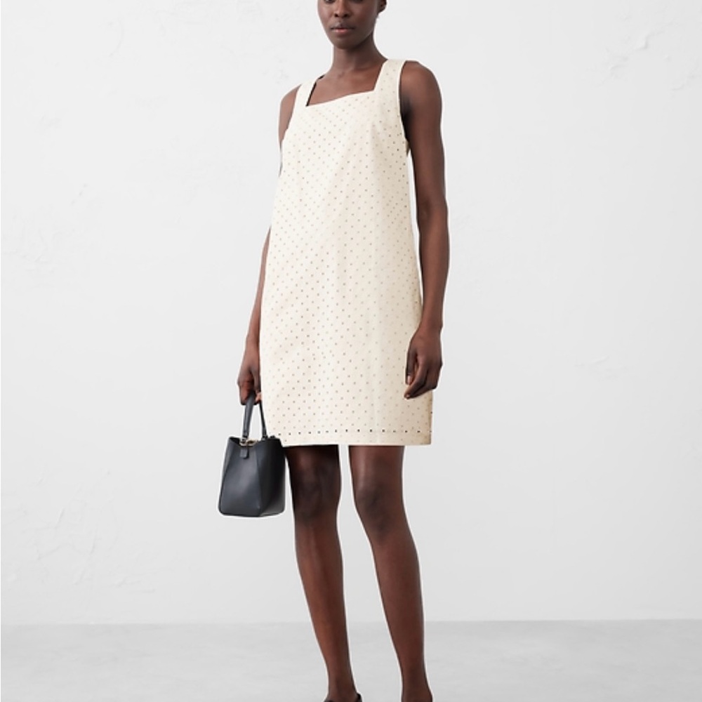 Banana Republic Eyelet Mini Shift Dress linen, cotton, XXL Cream NWT